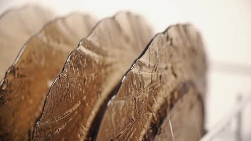 Close Up of Glass Plates in Drying Rack