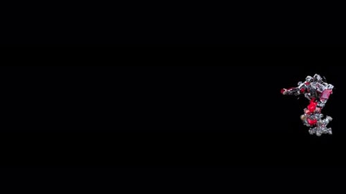 Futuristic Red Robot Performing Dynamic Action Poses