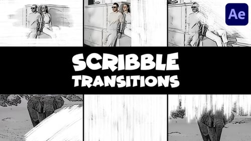 Dynamic Hand Drawn Scribble Transitions Pack