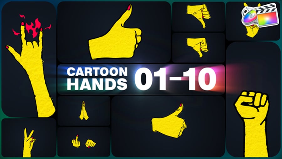 Animated Cartoon Hand Gestures with Glitch Effects, Elements ft ...