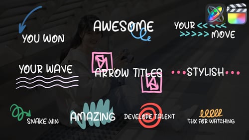 Animated Hand Drawn Doodle Elements and Text Titles Pack