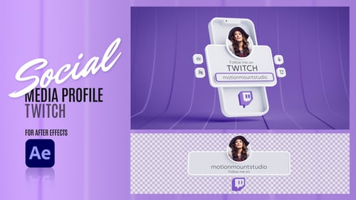 Animated 3D Twitch Social Media Profile Opener and Lower Third