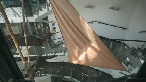 View From Glass Elevator on Beautiful Modern Business Center, Building, Design