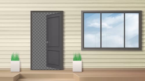 Modern House Door Opening Reveal with Alpha Channel