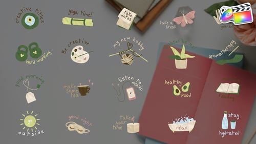 Whimsical Animated Doodle Titles for Lifestyle and Self-Care