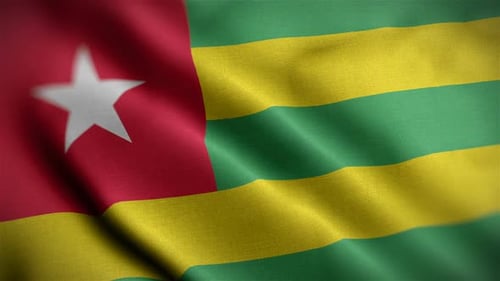 Togo National Flag Waving in Realistic Fabric Animation Loop