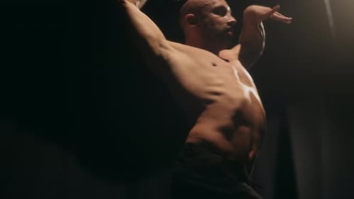 A Ballet Male Dancer is Performing Choreography on Classic Theater Stage
