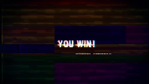 Texte You Win avec effet rétro glitch