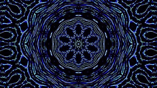 Hypnotic Glowing Blue Kaleidoscope Abstract Symmetrical Background
