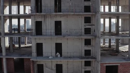 The Construction of a High-rise and Large Building for People To Live. New Multi-storey Building