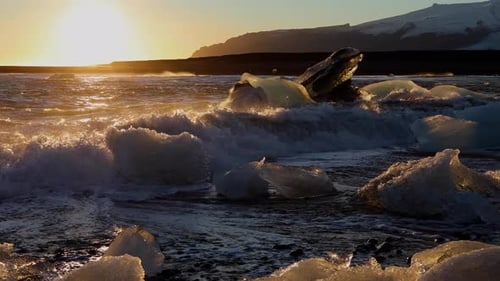 Iceland Black Sand Beach Icebergs