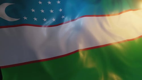 Waving Flag of Uzbekistan Looping Animation