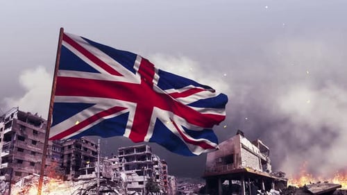 Drapeau britannique texturé en tissu avec concept de guerre