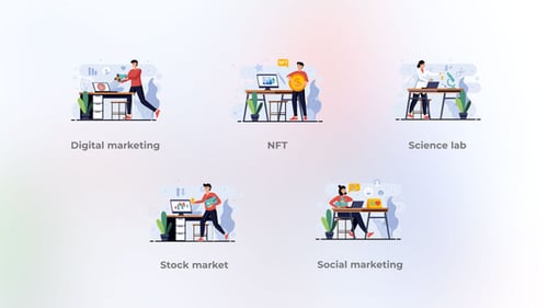 Animated Flat Business Concepts for Digital Marketing