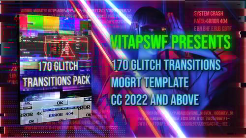 170 Glitch Transitions Pack | MOGRT
