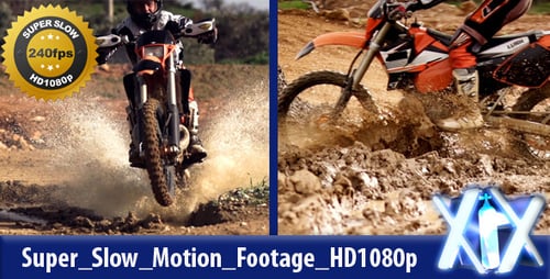 Dirt Bike Splashing Through Mud in Slow Motion
