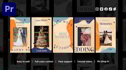 Modern Wedding Instagram Stories with Organic Shape Animations