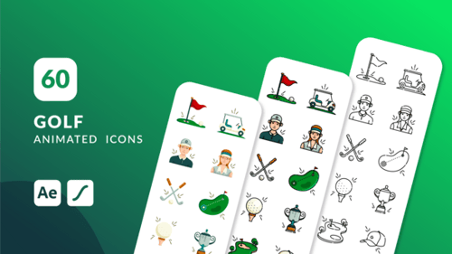 Animated Golf Icons Pack for Sports Projects