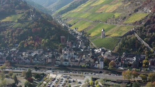 The Picturesque Town of Bacharach on the Shores of the Rhine in Germany