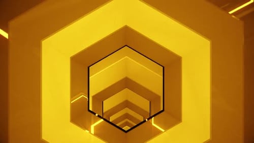 Golden Hexagon Tunnel Loop Abstract Background