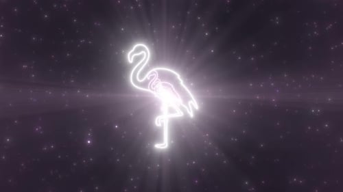 Pink Flamingo Vogel Tiere Form Umriss Leuchtende Neonlichter Tunnel - 4K