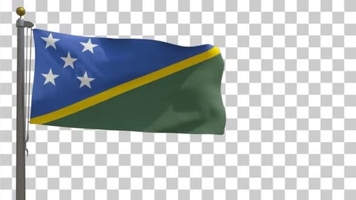 Waving Solomon Islands Flag Animation on Alpha Channel Background