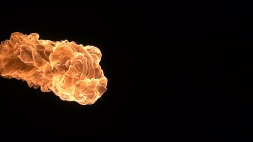 Expanding Ball of Fire Against Black Background