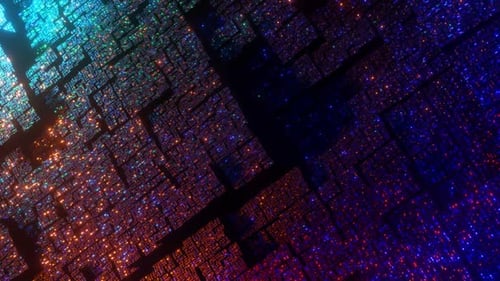 Looped animation. Abstract colorful squares background. 3d rendering.