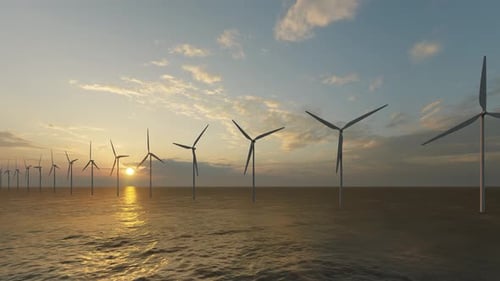 Wind Generators Turbines Sea Sustainable Energy Renewable Alternative Green Industrial Power Clean