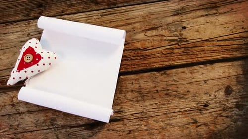 Romantic Red and White Heart With Paper Scroll