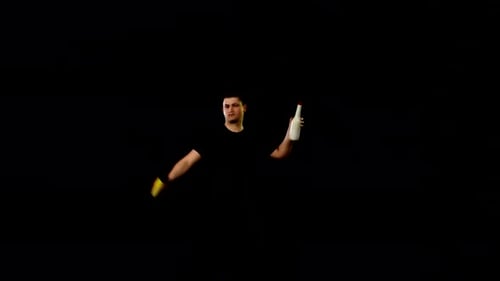 Talented Young Adult Juggling Bottle and Canister