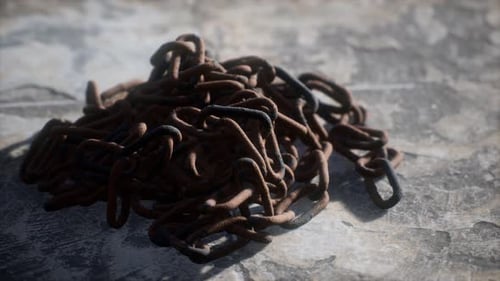 Vintage Rusty Hand-made Iron Chain