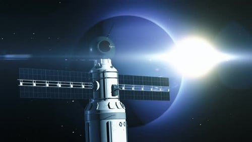 Un vaisseau spatial se déplace dans l'espace pour rencontrer une planète. concept sur la recherche