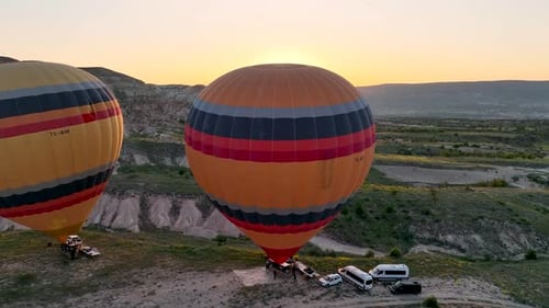 Aerial view Hot air baloons in Turkey 4 K