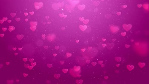 Animated Pink Hearts and Particles Romantic Background