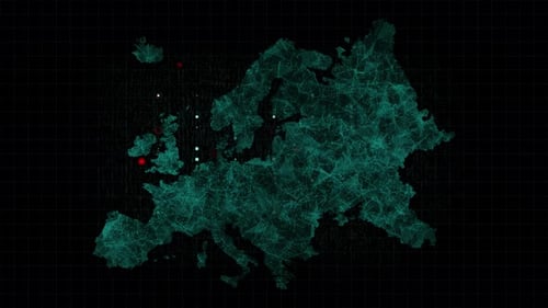 Futuristic Digital Network Map of Europe with Data Flow