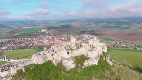 Aerial Drone View on Spis Castle. Slovakia. Ancient Castle, Spissky Hrad.