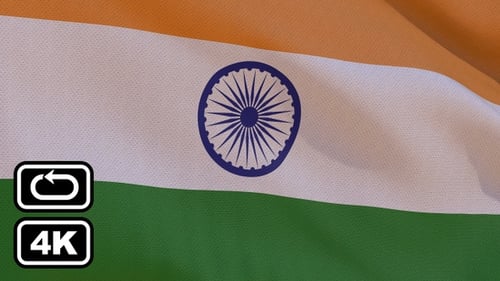 Realistic Waving Flag of India with Fabric Texture