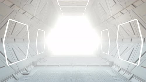 Futuristic White Sci-Fi Tunnel Light Reveal