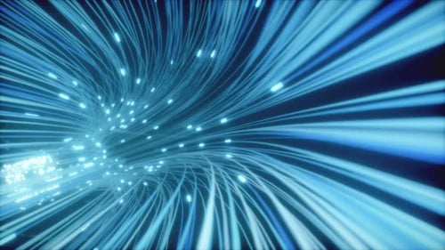 Futuristic Blue Fiber Optic Data Tunnel Background Loop