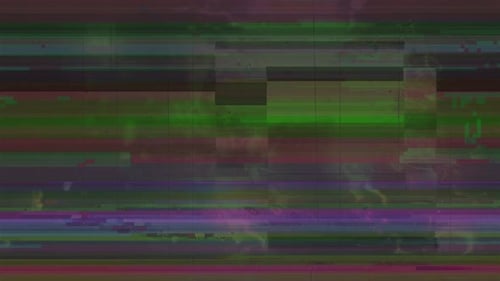 Vibrant Glitch Effect Background with Digital Noise and Horizontal Bars