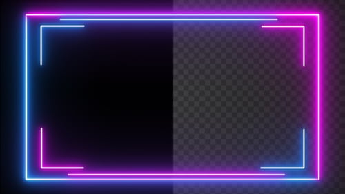 Blue Pink Neon Rectangle Border Stylish Frame Loop V10
