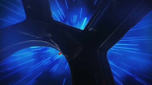 Hyper saut abstrait dans l'espace sur un vaisseau spatial