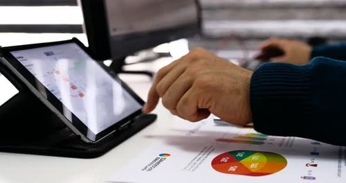 Working with Data on Tablet in Urban Office