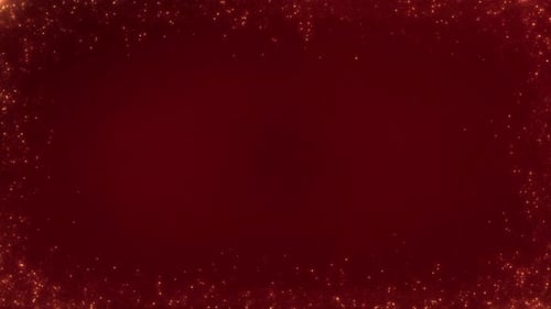 Tarjeta de felicitación festiva abstracta roja y dorada con fondo de bucle de partículas con espacio para copiar