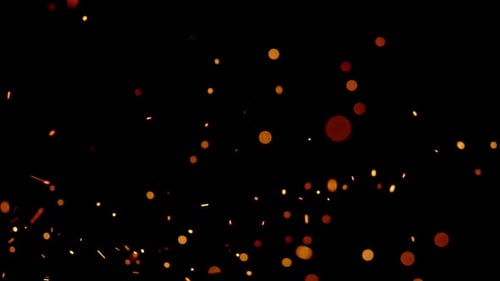 Abstract Animation of Glowing Orange and Yellow Particles