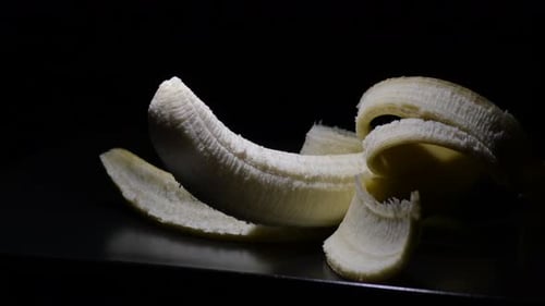Banana on Black Background, Close Up Still Life