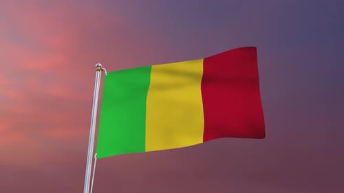 National Flag Of Mali Waving In Wind Animation