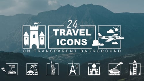 Animated Flat Design Travel Icons Collection