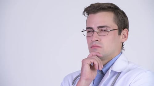 Young Doctor Thinking with Hand on Chin